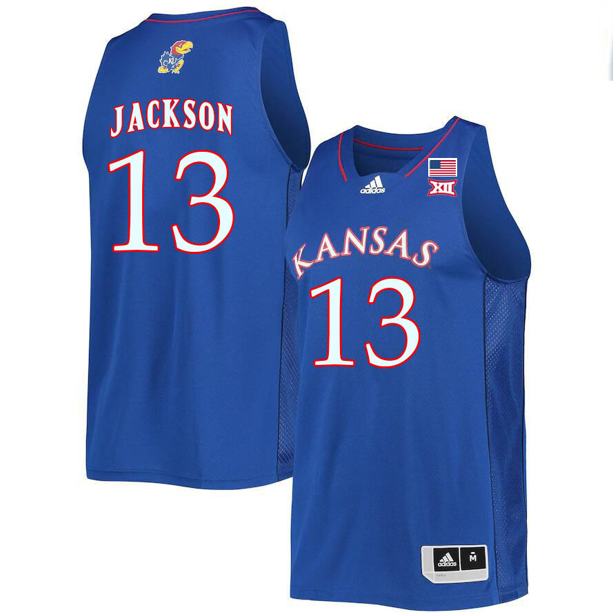 Men #13 Elmarko Jackson Kansas Jayhawks College Basketball Jerseys Stitched Sale-Royal